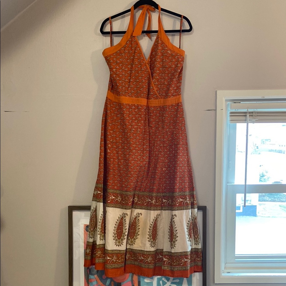 Magic Orange Cream Halter Maxi Dress for Weddings